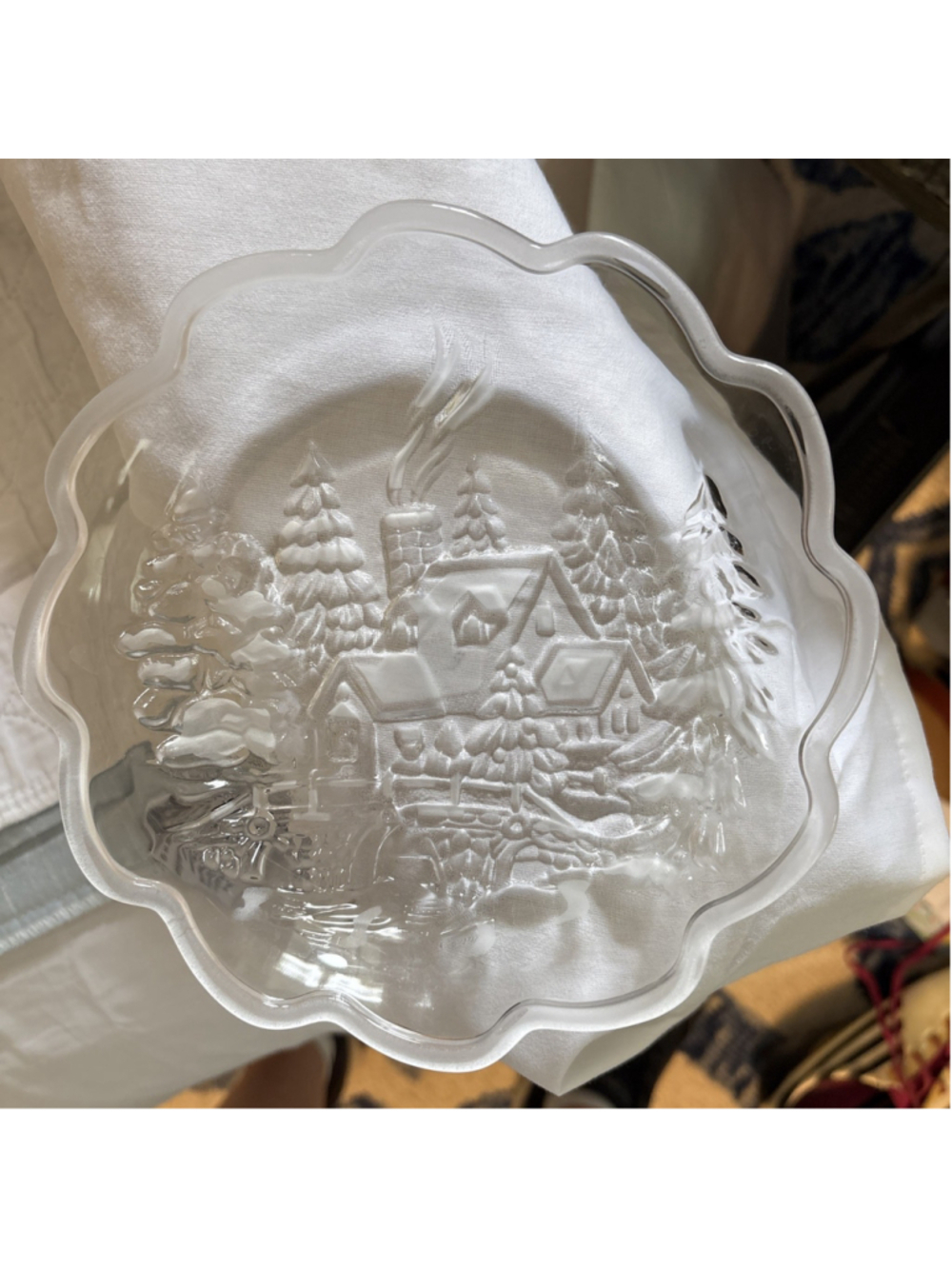 "Celebrations" By Mikasa Candy Dish Clear, With Frost “Winter Wonderland”8x8